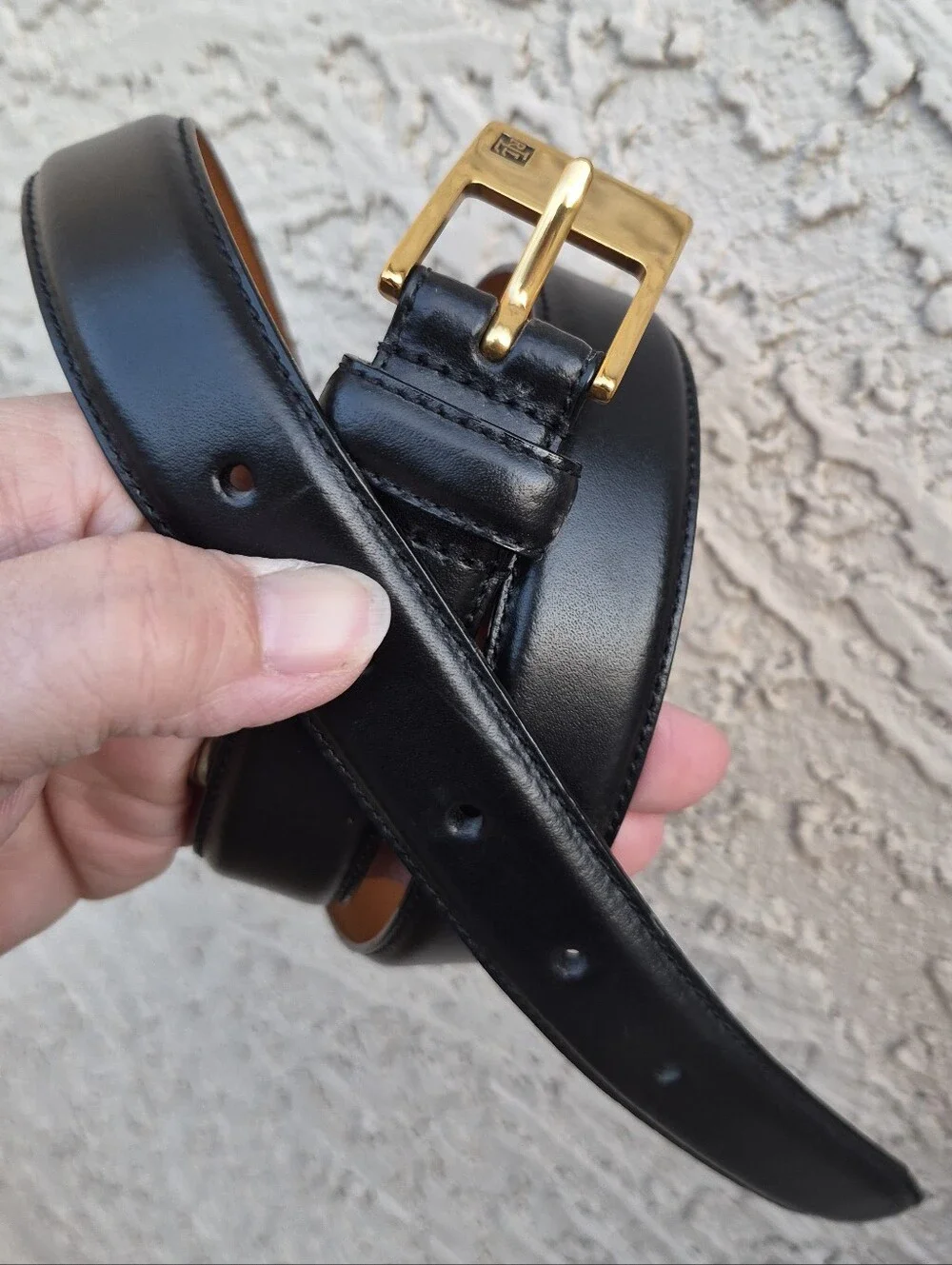 Lauren Ralph Lauren Black Leather Plaque Belt Medium NWOT